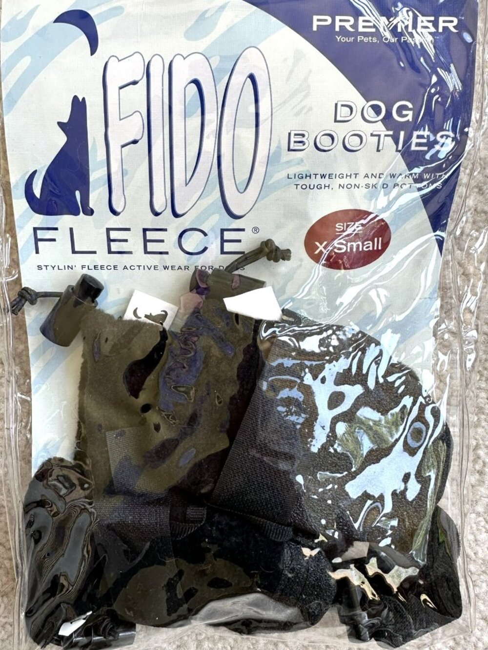 Premier Fido Fleece XS extra small Dog Booties Black New With Tags NWT